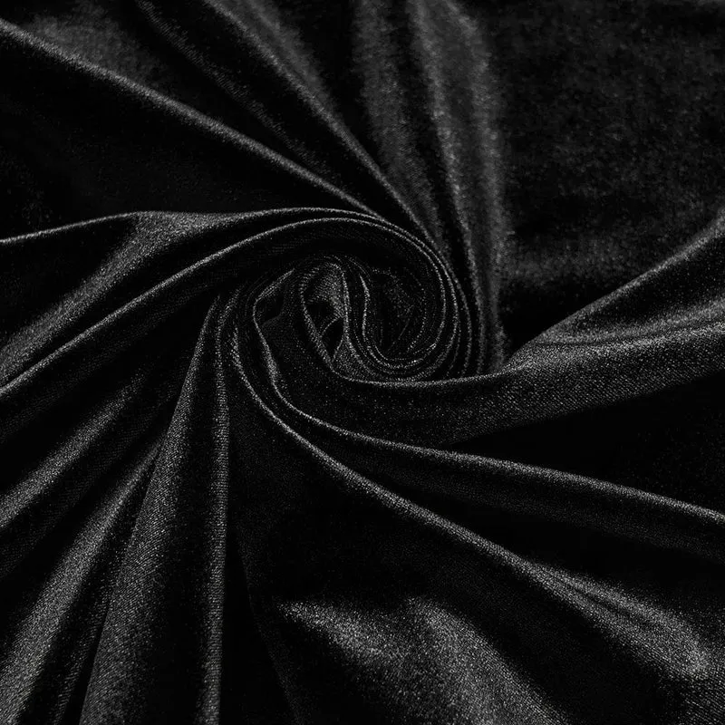 Gothic-Herrenhemd aus Samt mit Umlegekragen und Puffärmeln in Schwarz