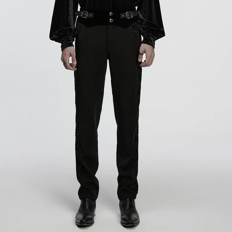 Gothic-Hose mit bestickter Spitze und Schnalle für Herren