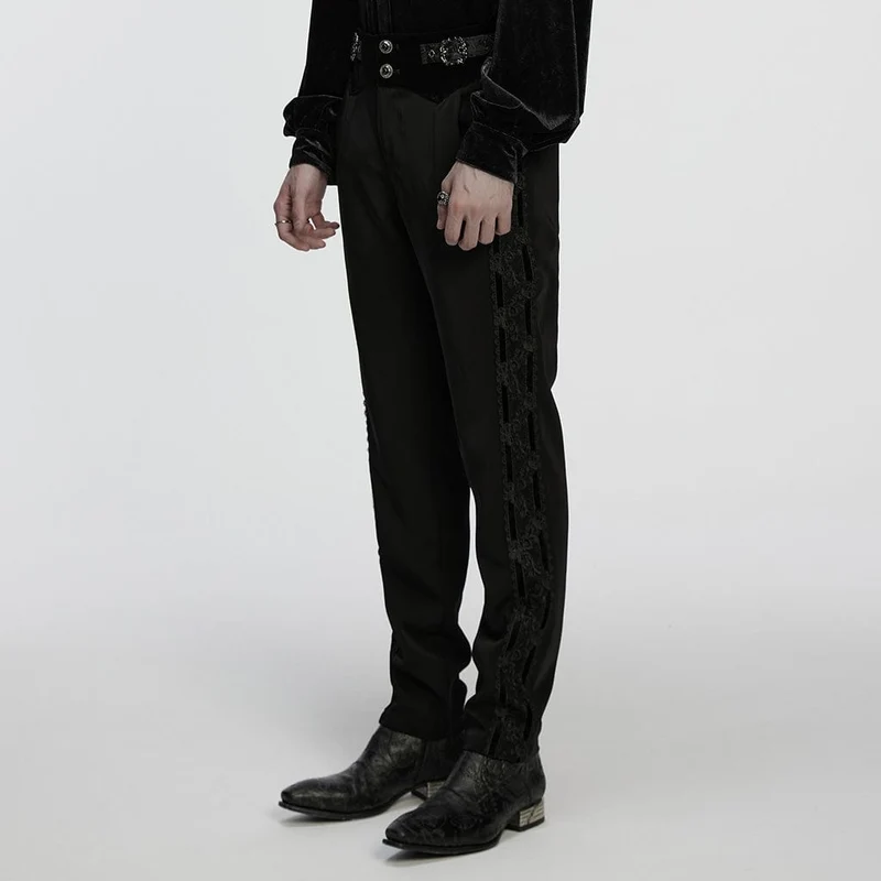 Gothic-Hose mit bestickter Spitze und Schnalle für Herren