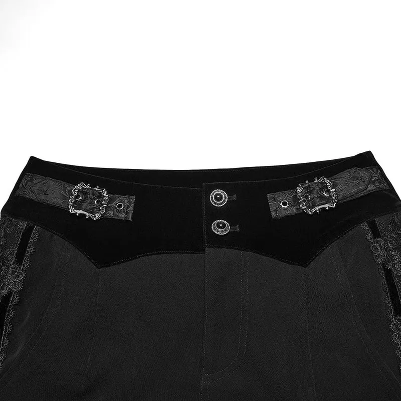 Gothic-Hose mit bestickter Spitze und Schnalle für Herren