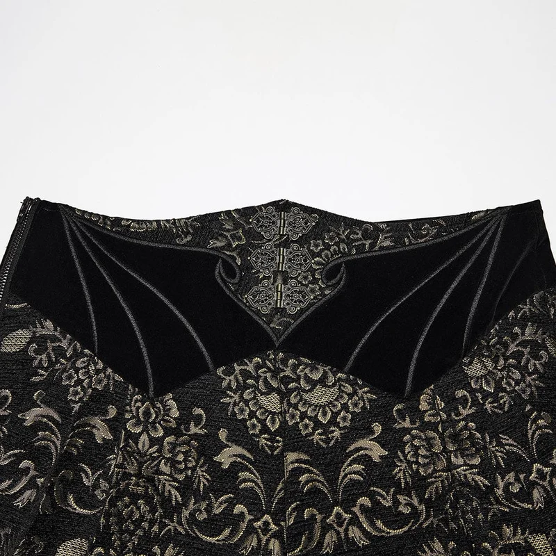 Herren Gothic Floral Jacquard Hose Schwarz-Gold