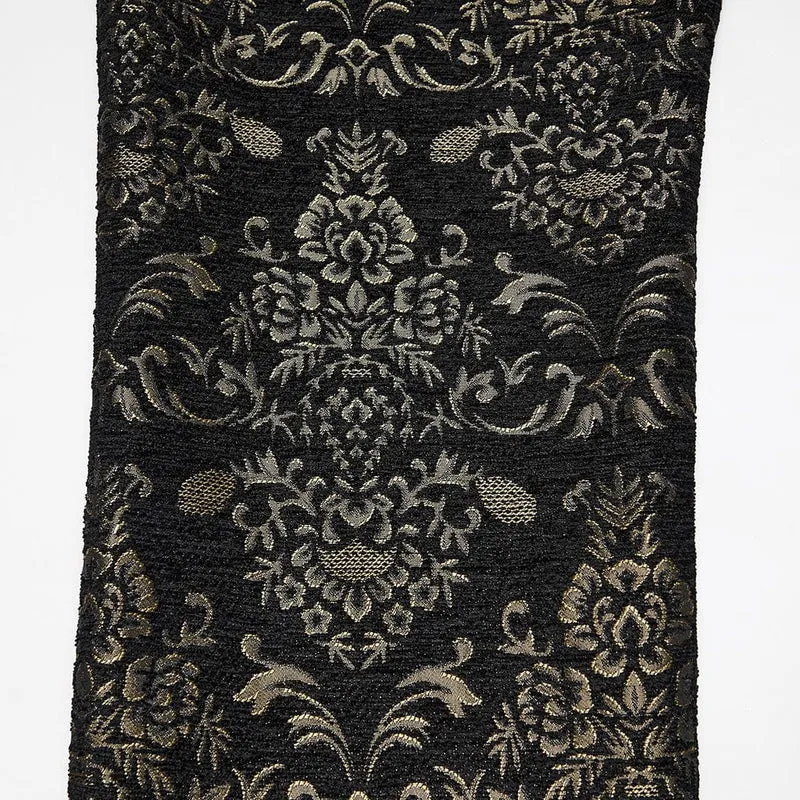 Herren Gothic Floral Jacquard Hose Schwarz-Gold