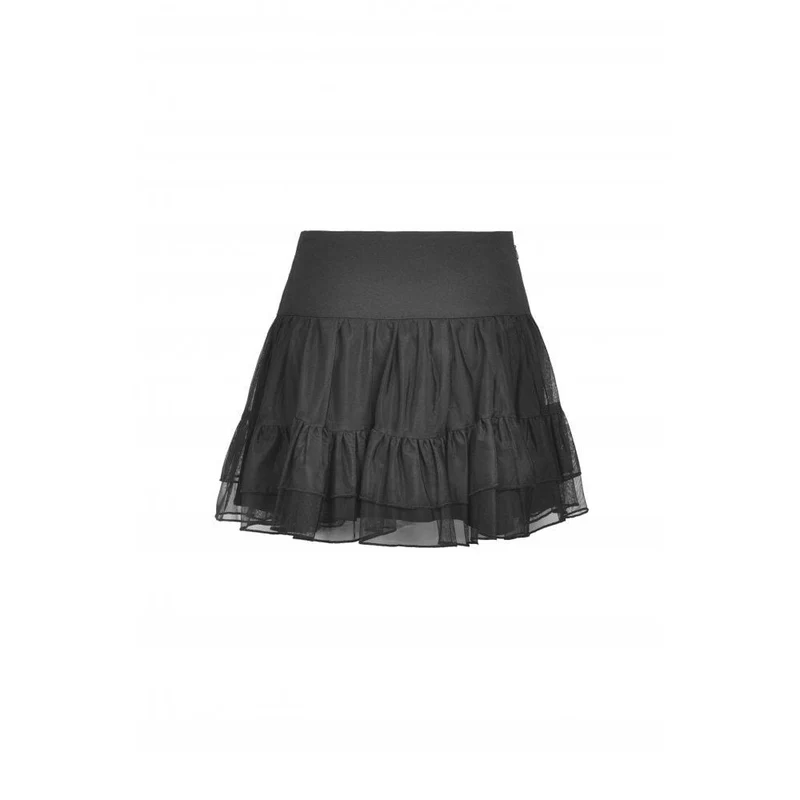 Damen Punk Skull Mesh Splice Falbala Rock