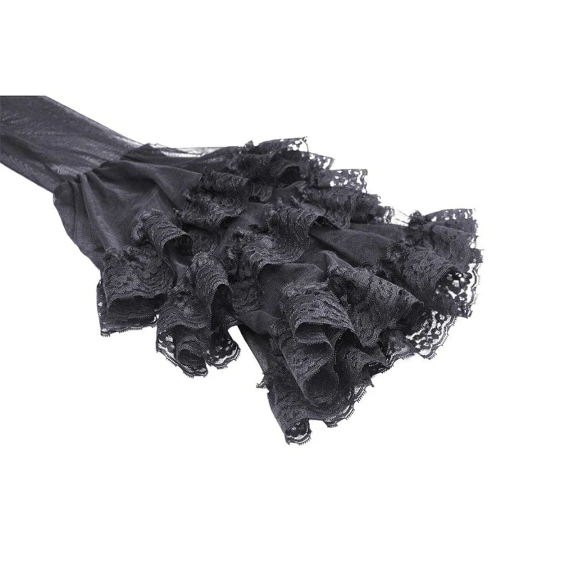 DIL Damen Gothic-Shirt mit ausgestellten Ärmeln und Netzstoff