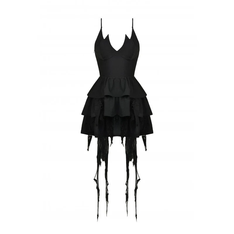 Punk-Teufels-Mehrlagen-Slipkleid für Damen, Abschlusskleid