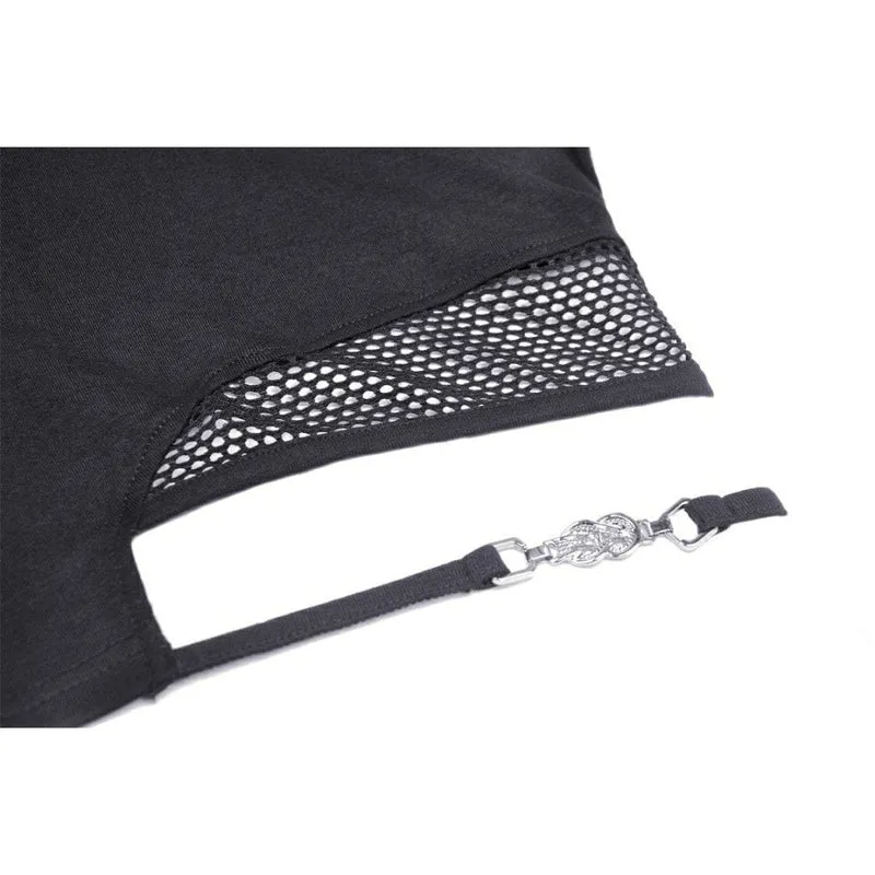 Damen-Crop-Top mit unregelmäßigem Ausschnitt aus Mesh und Splice
