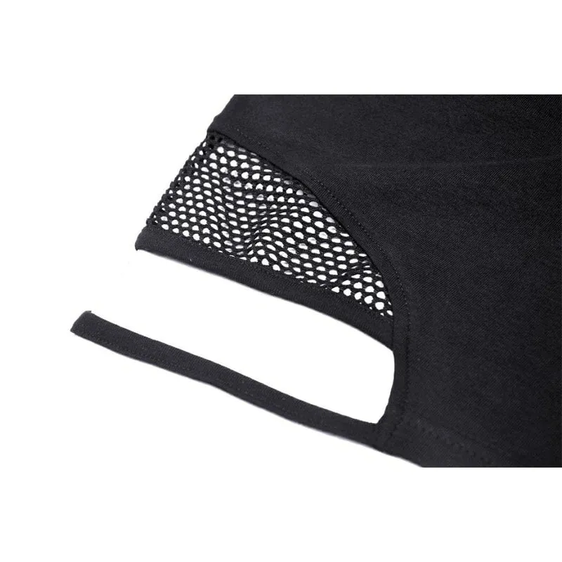 Damen-Crop-Top mit unregelmäßigem Ausschnitt aus Mesh und Splice