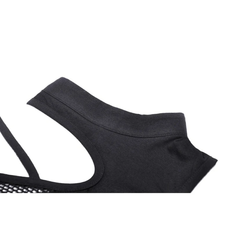 Damen-Crop-Top mit unregelmäßigem Ausschnitt aus Mesh und Splice