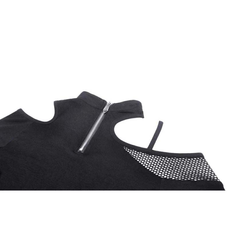 Damen-Crop-Top mit unregelmäßigem Ausschnitt aus Mesh und Splice