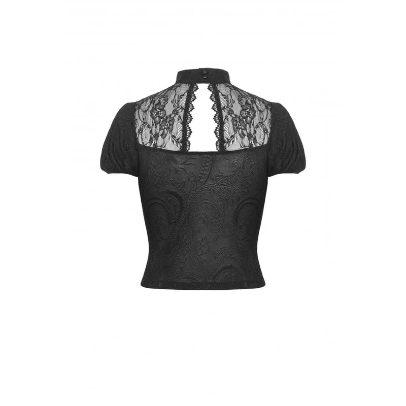 Damen-Gothic-Hemd mit Ausschnitt und Spitzenspleiß