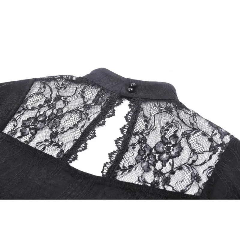 Damen-Gothic-Hemd mit Ausschnitt und Spitzenspleiß