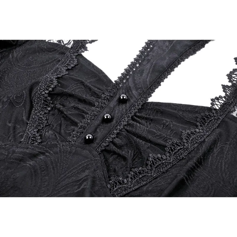 Damen-Gothic-Hemd mit Ausschnitt und Spitzenspleiß