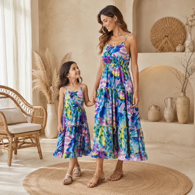Mutter Tochter Kleid Handmade