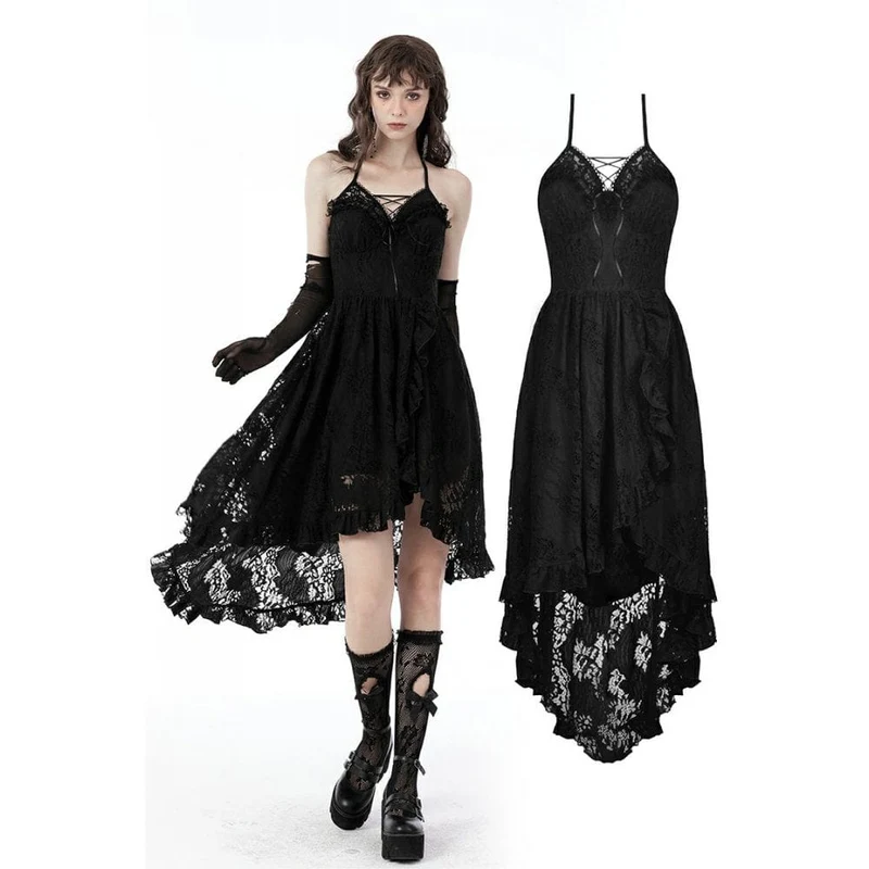 Gothic-Schwalbenschwanz-Blumenspitzenkleid für Damen