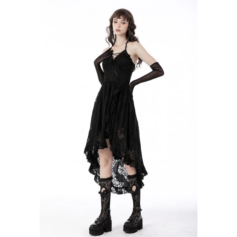 Gothic-Schwalbenschwanz-Blumenspitzenkleid für Damen