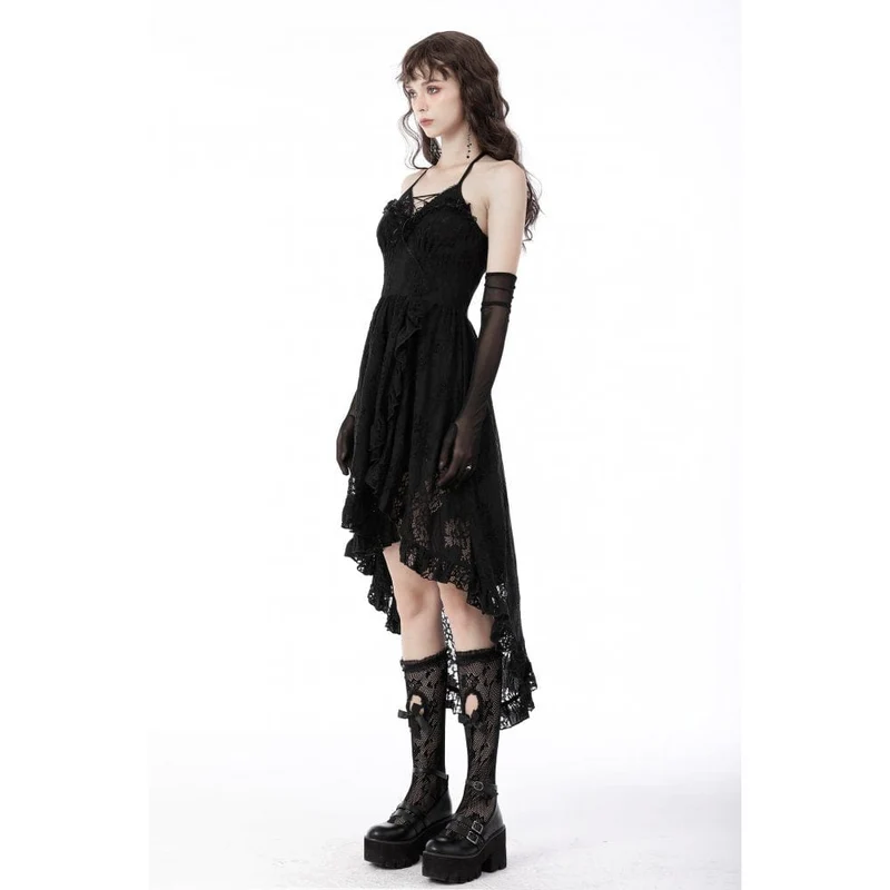 Gothic-Schwalbenschwanz-Blumenspitzenkleid für Damen