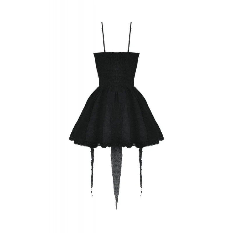 Gothic-Kleid für Damen mit unregelmäßigem, gerafftem Saum, Abschlusskleid