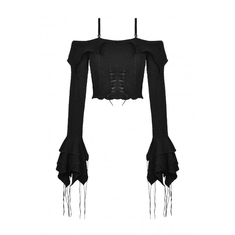 Gothic Off-Shoulder-Crop-Top mit ausgestellten Ärmeln für Damen
