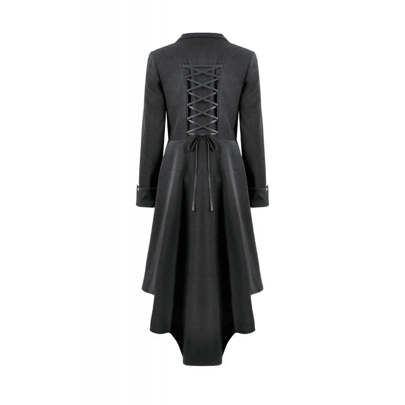 Gothic-Mantel mit unregelmäßigem Zweireiher und Schnallenriemen für Damen