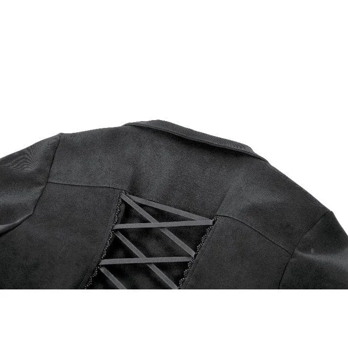 Gothic-Mantel mit unregelmäßigem Zweireiher und Schnallenriemen für Damen