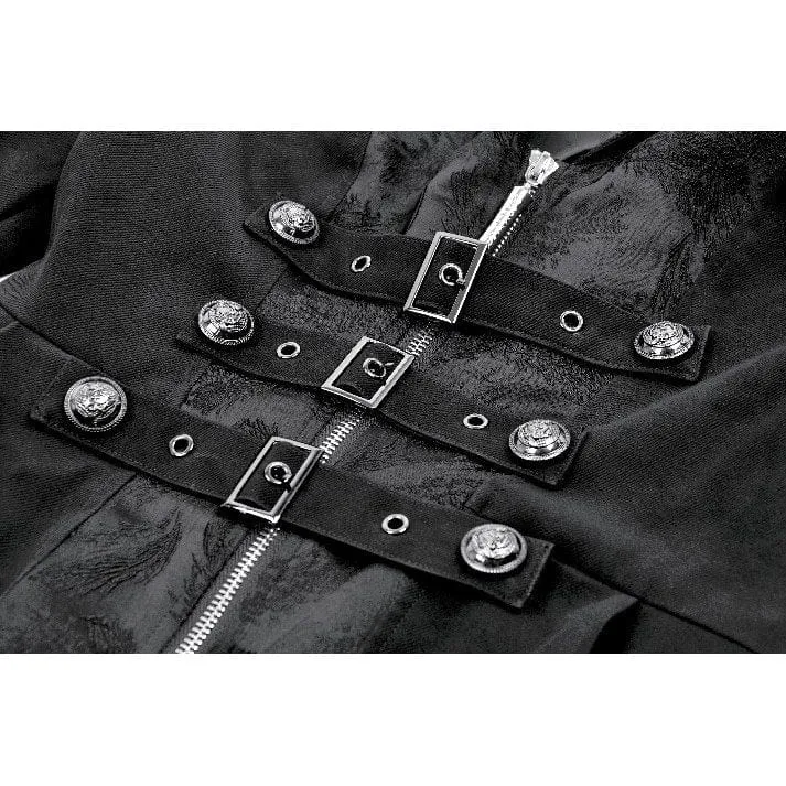 Gothic-Mantel mit unregelmäßigem Zweireiher und Schnallenriemen für Damen