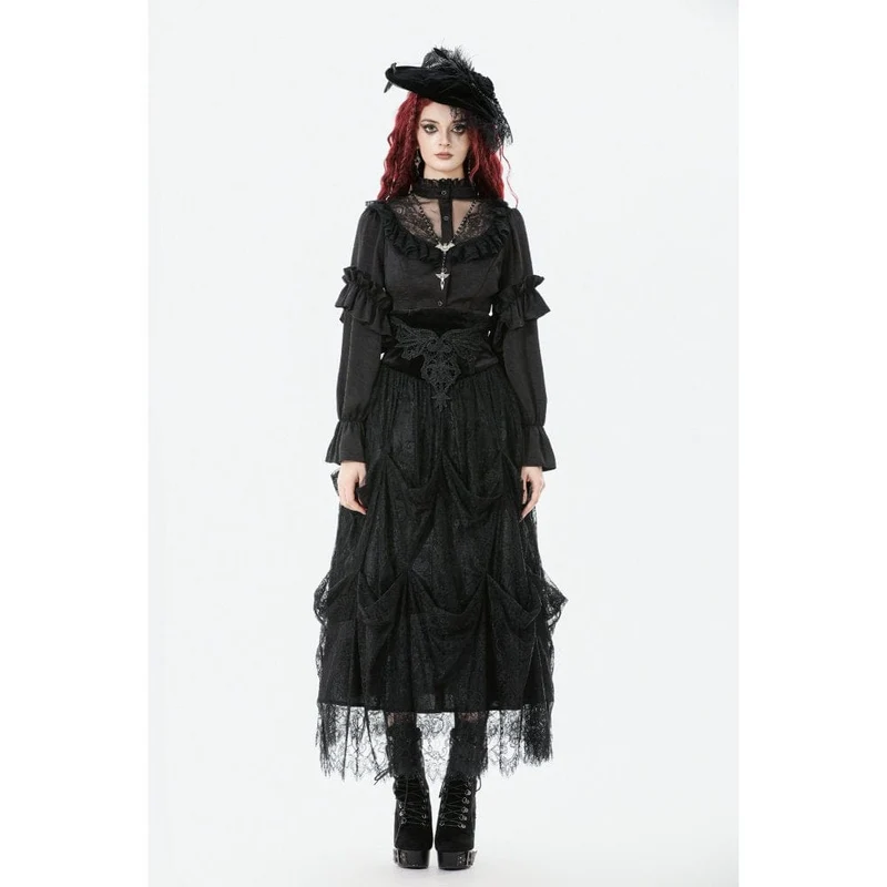 Gothic-Kuchenrock mit Stickerei und hoher Taille für Damen