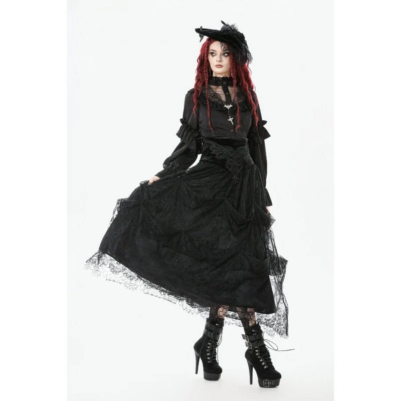 Gothic-Kuchenrock mit Stickerei und hoher Taille für Damen