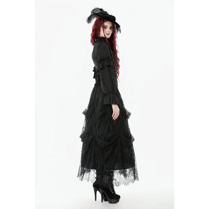 Gothic-Kuchenrock mit Stickerei und hoher Taille für Damen