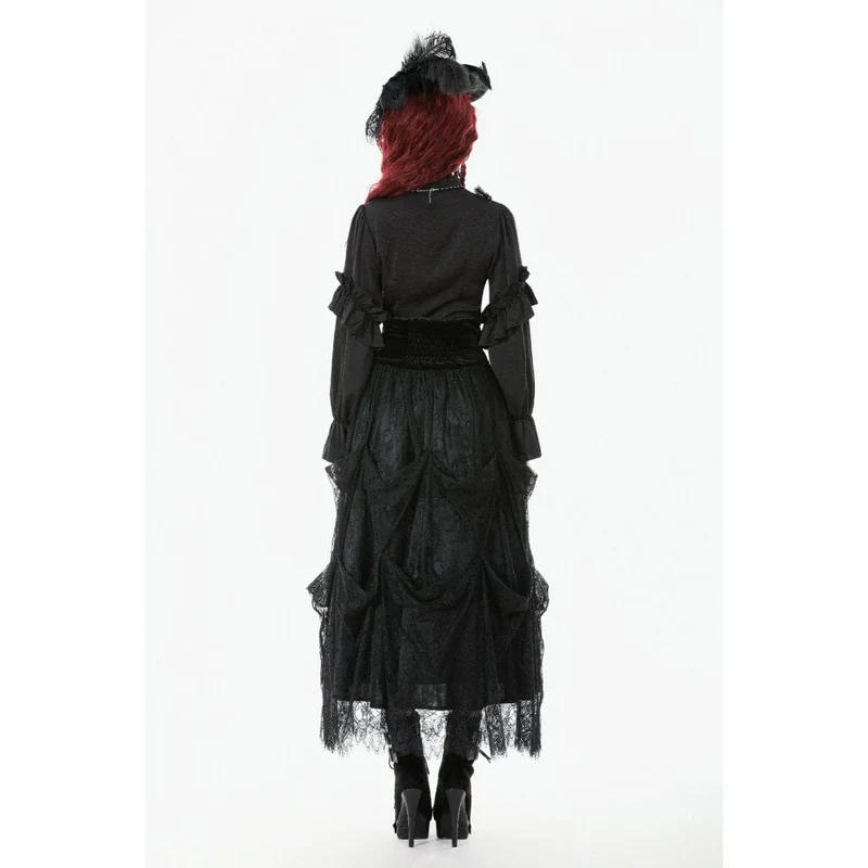 Gothic-Kuchenrock mit Stickerei und hoher Taille für Damen