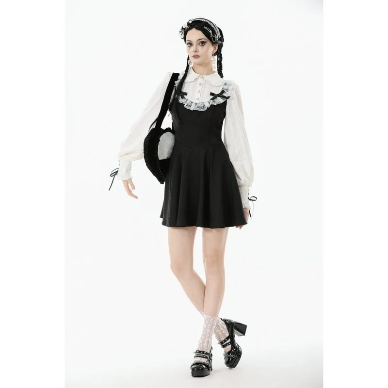 Gothic-Tasche mit Schleife und Herz in Schwarz und Weiß für Damen
