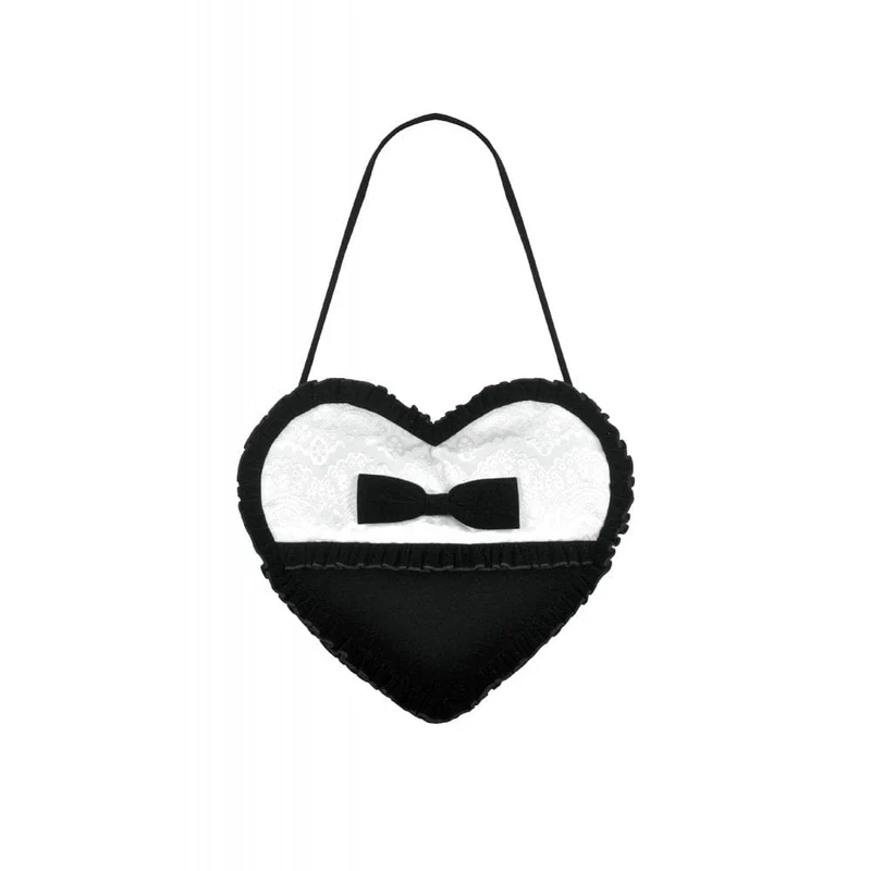 Gothic-Tasche mit Schleife und Herz in Schwarz und Weiß für Damen