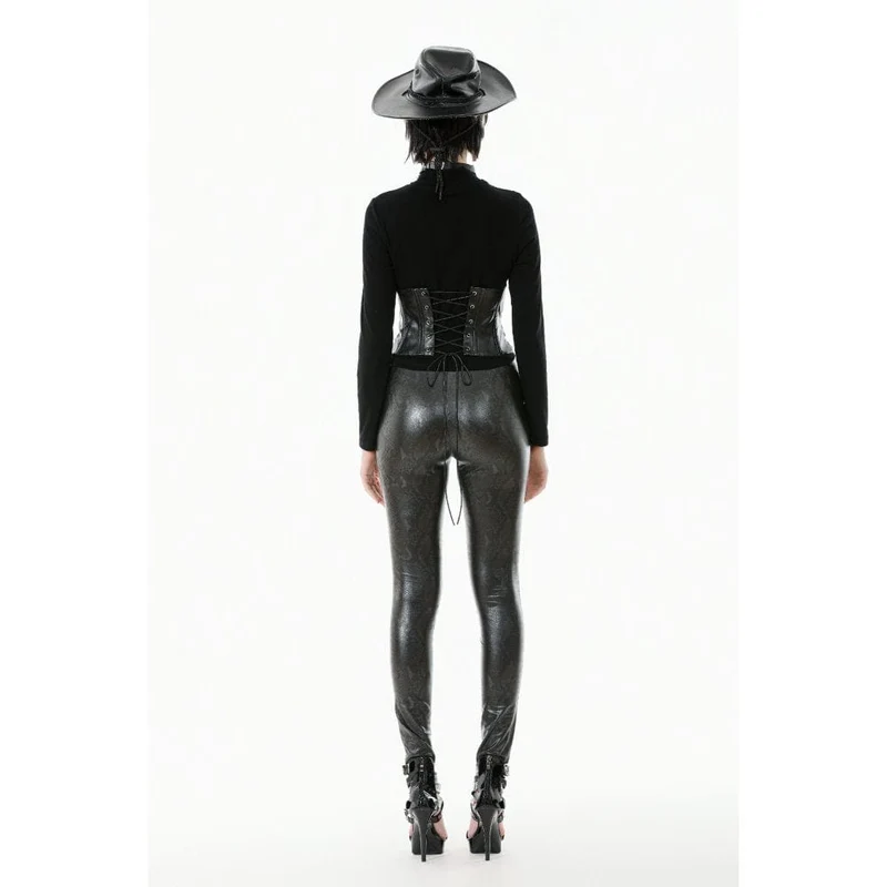 Punk-Schlangenhaut-Mesh-Splice-Hose mit Rautenstruktur für Damen