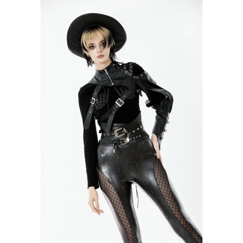 Punk-Umhang mit asymmetrischem Schnallenriemen und Cut-Outs für Damen