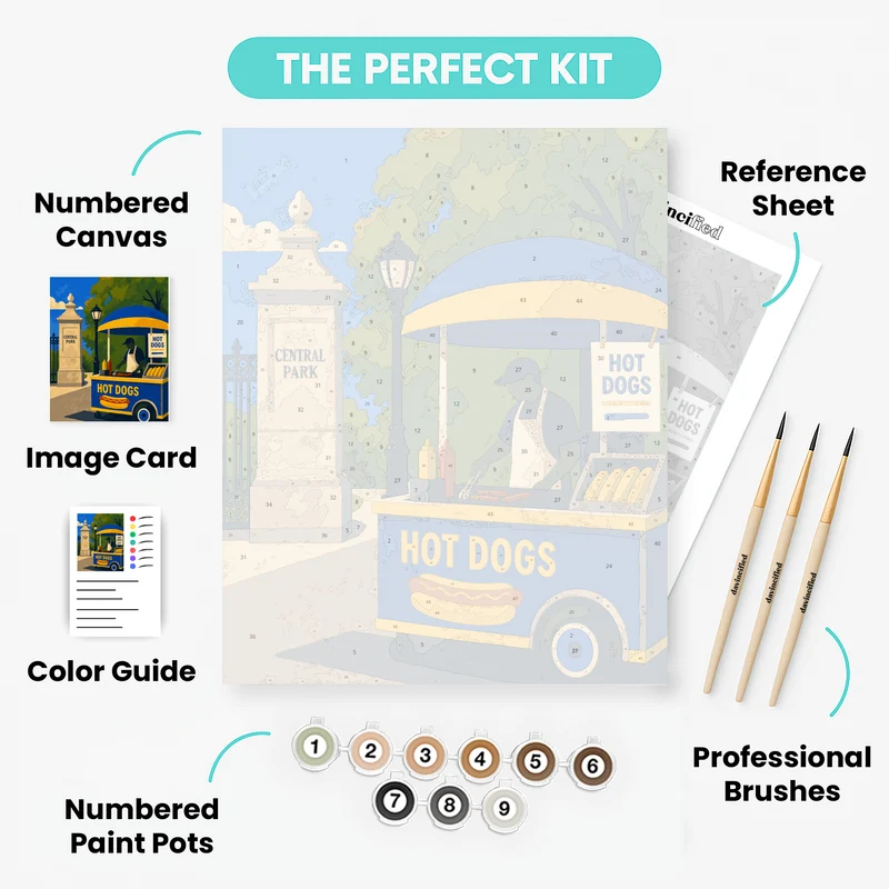 Central Park Hot Dog Cart - Paint by Numbers Kit