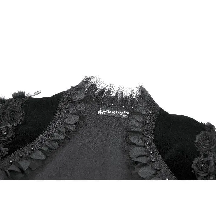 Gothic-Umhang mit Blumenmuster und Federn und ausgestellten Ärmeln für Damen