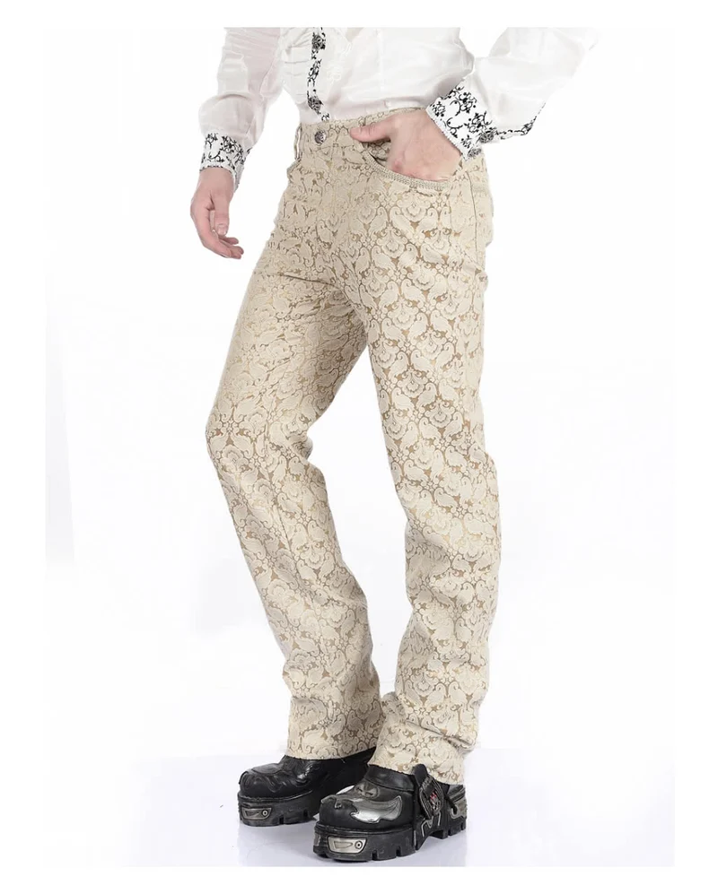 Gothic Brokat Hose Herren beige