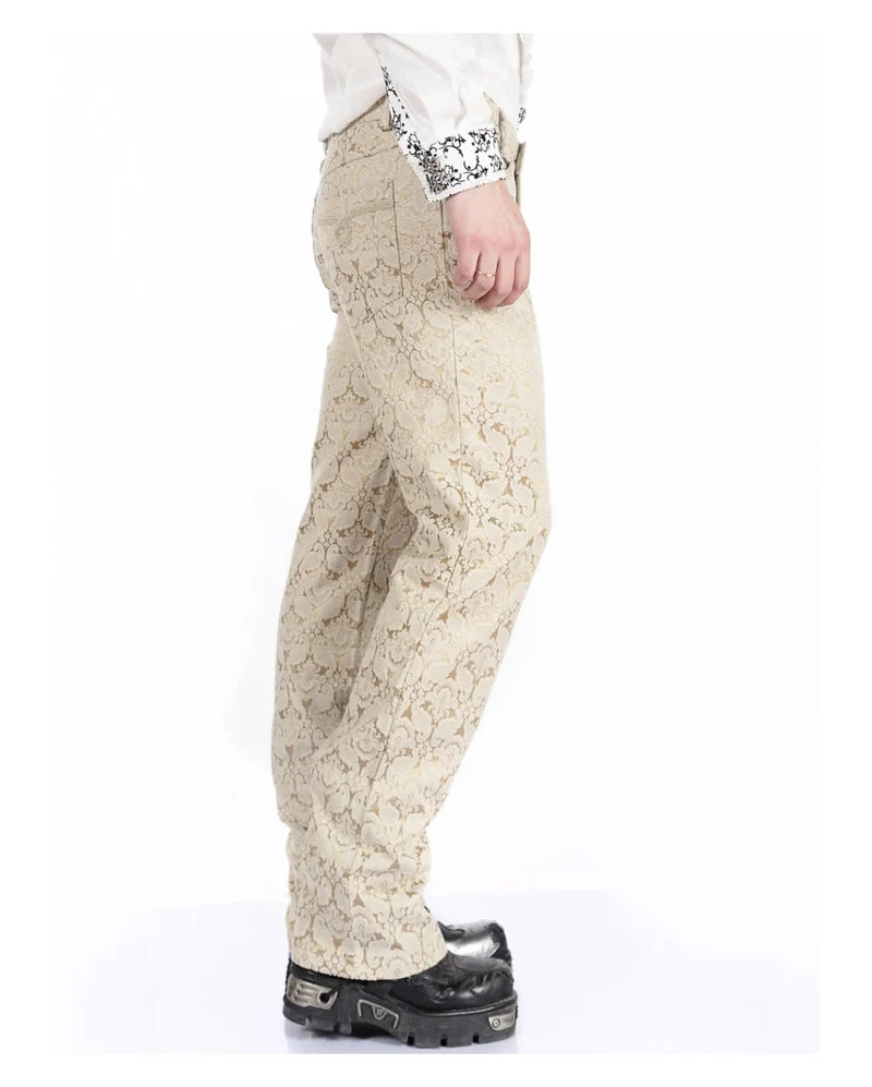 Gothic Brokat Hose Herren beige