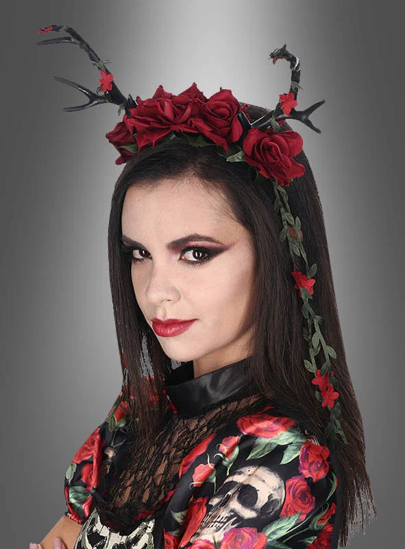 Deluxe Geweih Haarschmuck mit Rosen