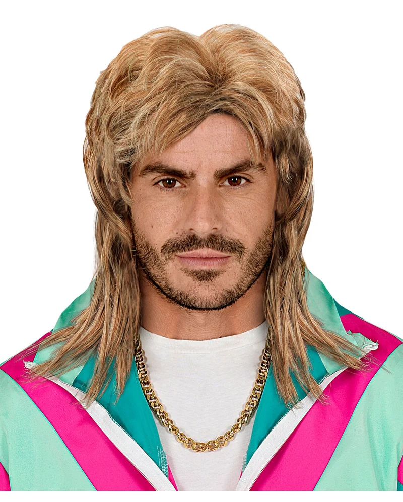 Blond-Gesträhnte 80er Jahre Vokuhila Perücke