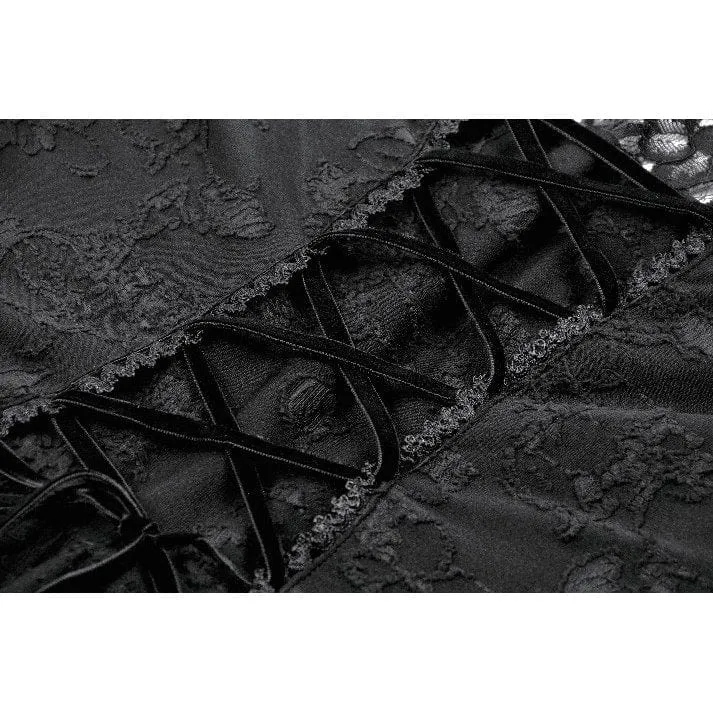 Gothic-Kleid mit Jacquard-Muster, floraler Spitze und Ärmeln für Damen, Abschlusskleid