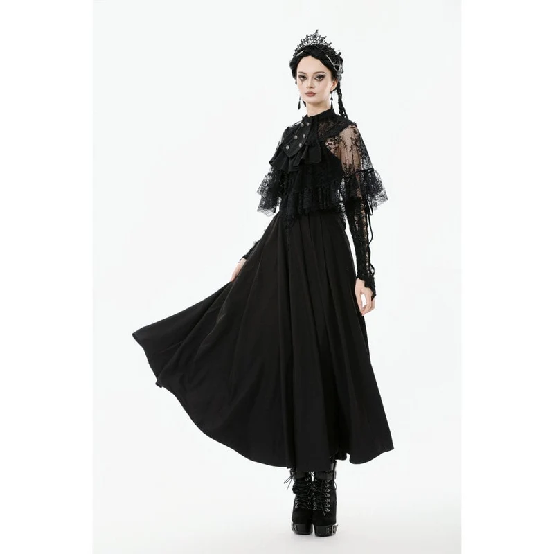 Gothic-Zweireiher-Cape mit Blumenspitze für Damen
