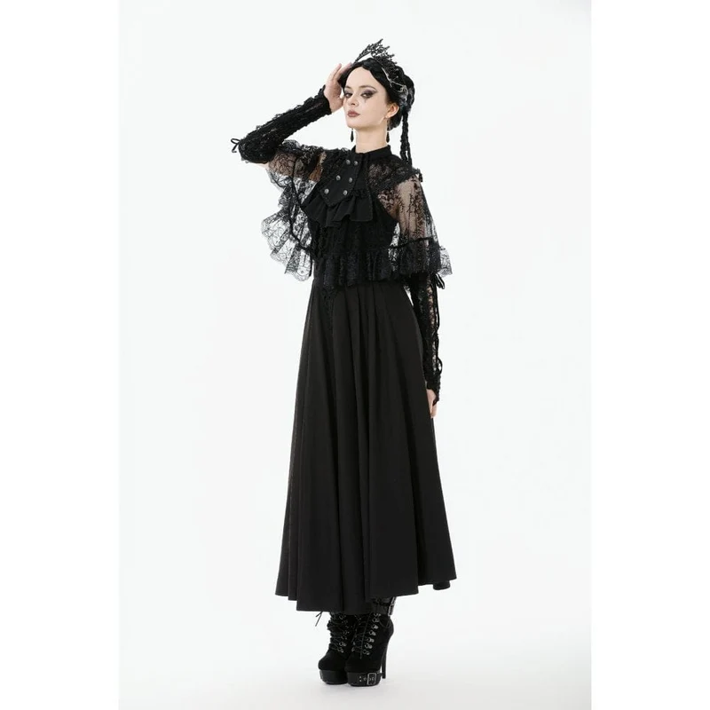 Gothic-Zweireiher-Cape mit Blumenspitze für Damen