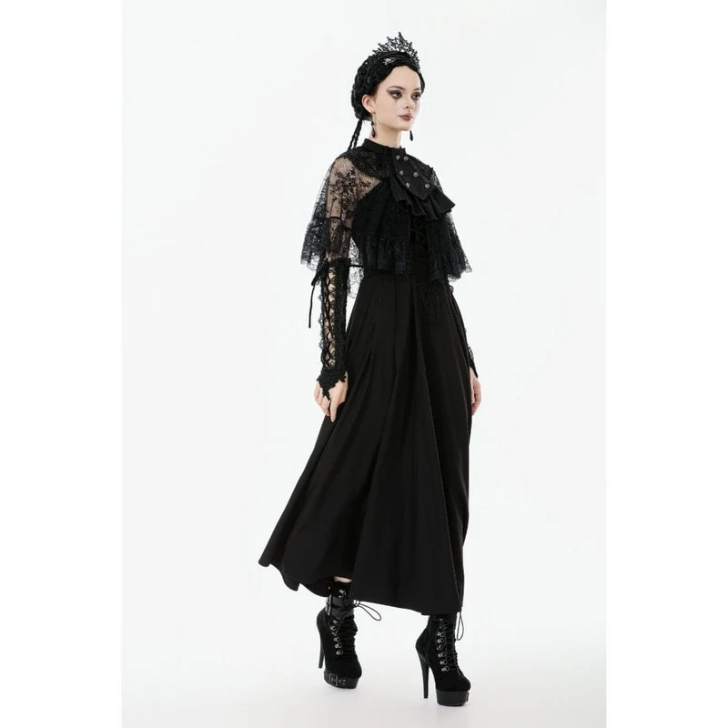 Gothic-Zweireiher-Cape mit Blumenspitze für Damen