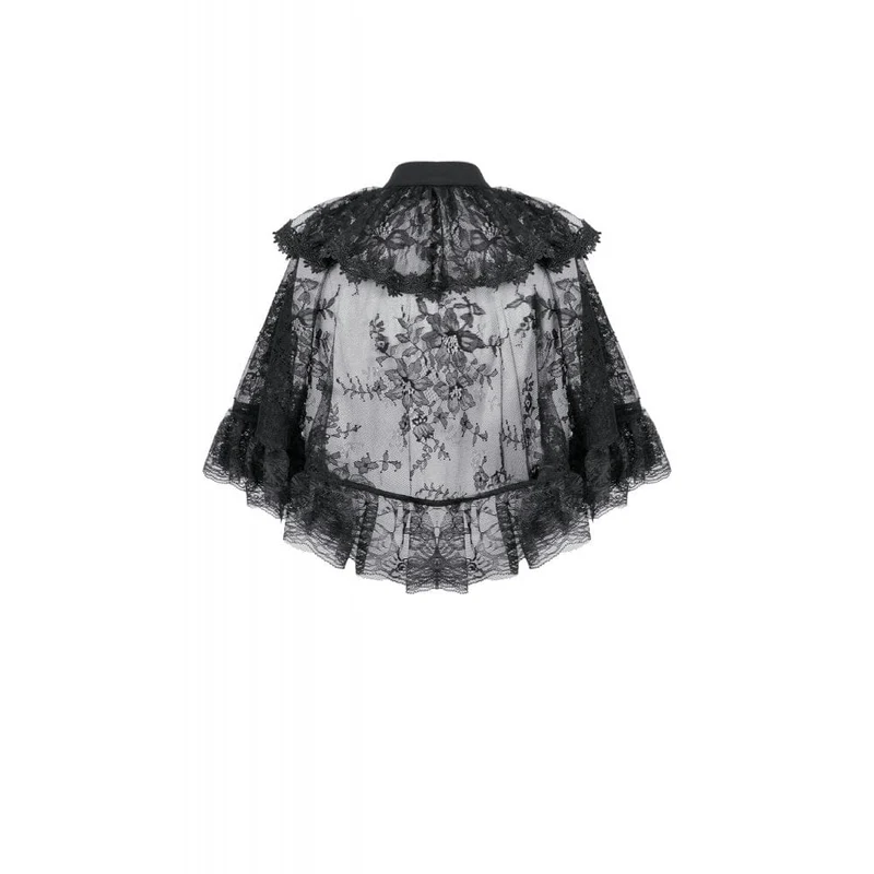 Gothic-Zweireiher-Cape mit Blumenspitze für Damen
