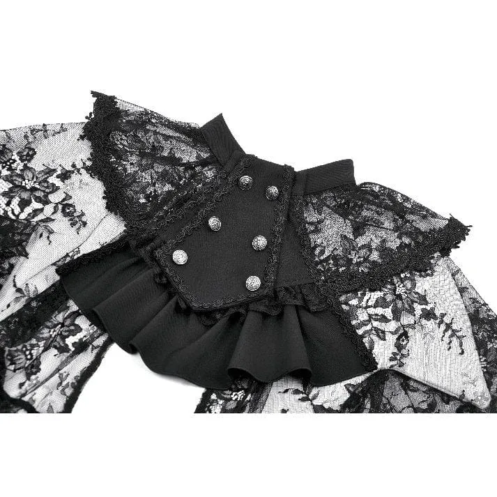 Gothic-Zweireiher-Cape mit Blumenspitze für Damen