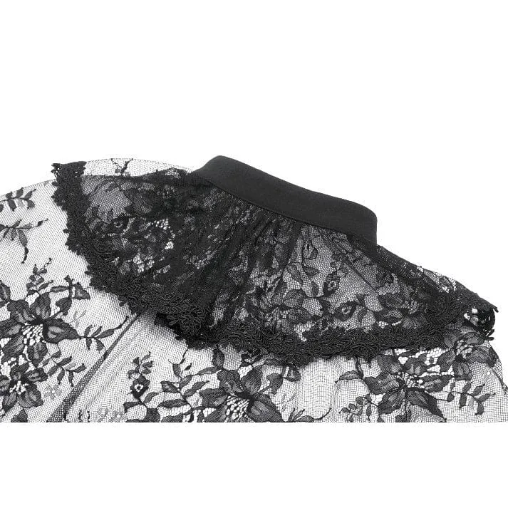 Gothic-Zweireiher-Cape mit Blumenspitze für Damen