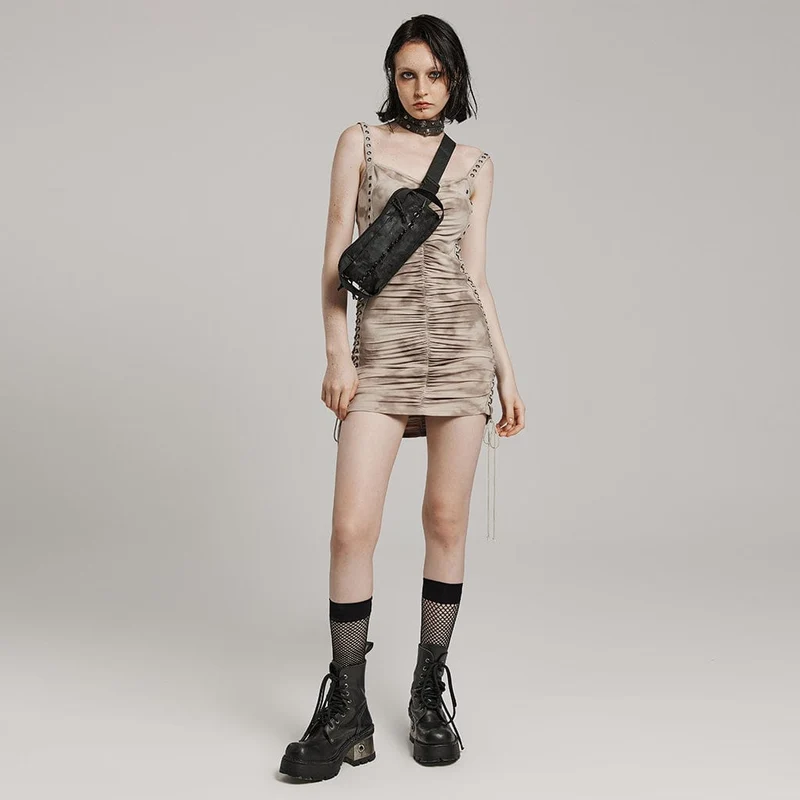 Damen-Umhängetasche im Punk-Militärstil mit Nieten