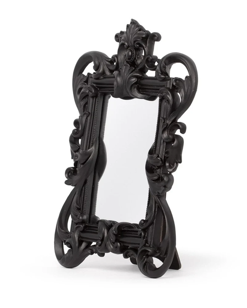 Schwarzer Gothic Barock Spiegel 26,5cm