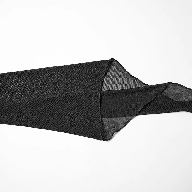 Schwarzes, gotisches Maxikleid mit Blumenstickerei und Mesh-Einsätzen für Damen – ideal als Hochzeitskleid