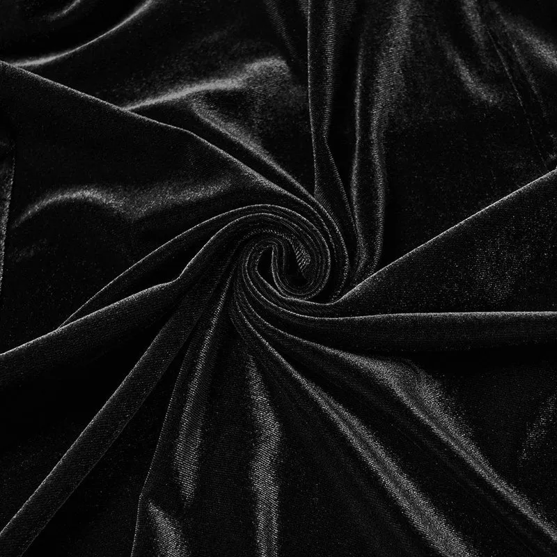 Schwarzes, gotisches Maxikleid mit Blumenstickerei und Mesh-Einsätzen für Damen – ideal als Hochzeitskleid